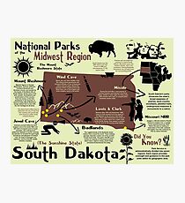 South Dakota National Parks Infographic Map Photographic Print