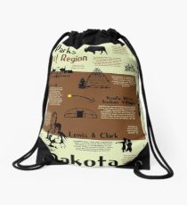 North Dakota National Parks Infographic Map Drawstring Bag