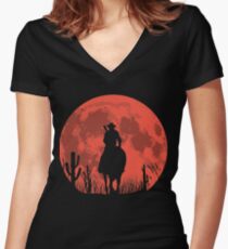 RED DEAL REDEMPTION 2 -RED MOON COWBOY T-SHIRT Women's Fitted V-Neck T-Shirt