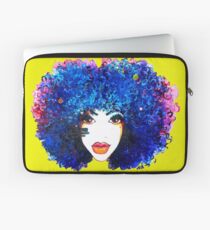 Blaues Afro-gelocktes Haar-Mädchen Brown mustert natürliche Haar-Königin Laptoptasche