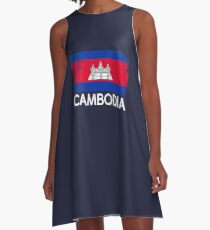 Cambodian Flag Design | Vintage Made In Cambodia Gift A-Line Dress
