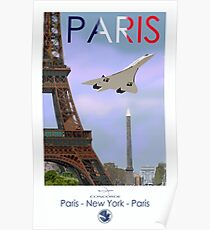 Concorde vintage style Paris - New York - Paris poster Poster