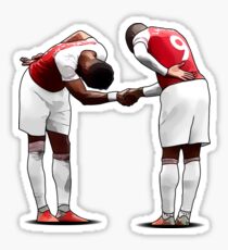 Illustration Alex Lacazette and Pierre-Emerick Aubameyang Inspired Handshake Celebration | Arsenal | Poster | Phone Case | Tablet | T Shirt | Pillow | Mug | Clock | Wall Art | Home Decor and more Sticker