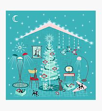 Retro Holiday Decorating Photographic Print