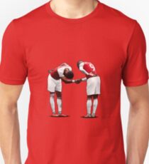 Illustration Alex Lacazette and Pierre-Emerick Aubameyang Inspired Handshake Celebration | Arsenal | Poster | Phone Case | Tablet | T Shirt | Pillow | Mug | Clock | Wall Art | Home Decor and more Unisex T-Shirt