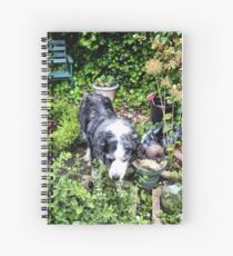 Duke smelling the Lemon Balm Spiral Notebook