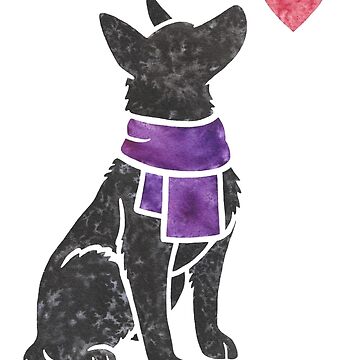 Artwork thumbnail, Watercolour German Shepherd (black) by animalartbyjess