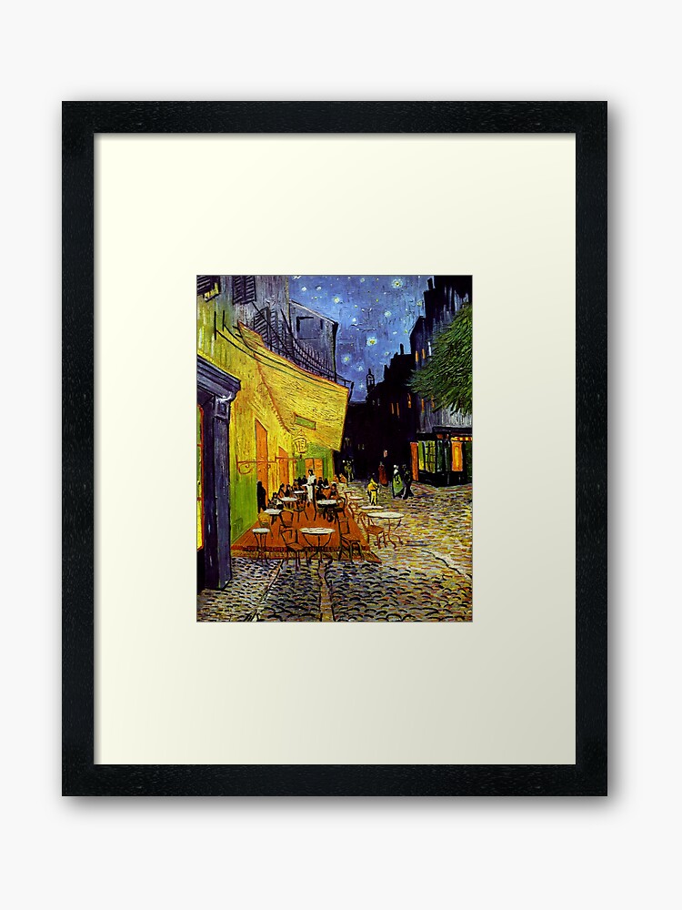Terraza De Café Por La Noche Place Du Forum Arles 1888 Vincent Van Gogh Lámina Enmarcada