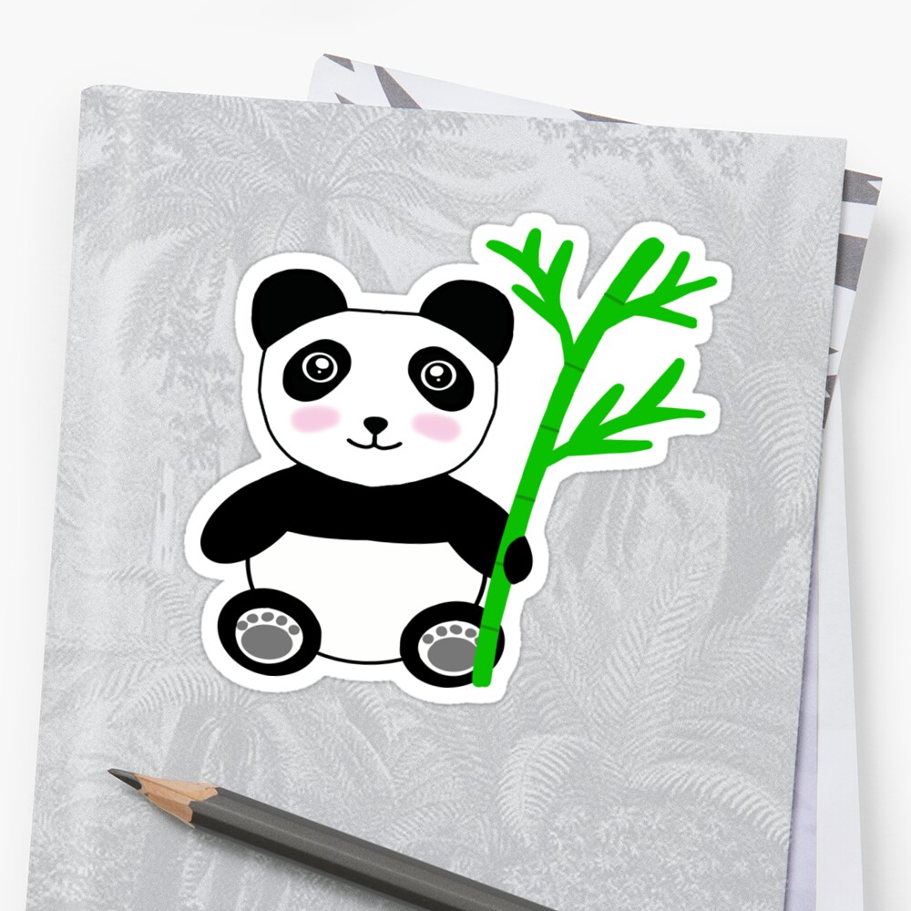 Panda With Bamboo Sticker By Tothemoons Redbubble 