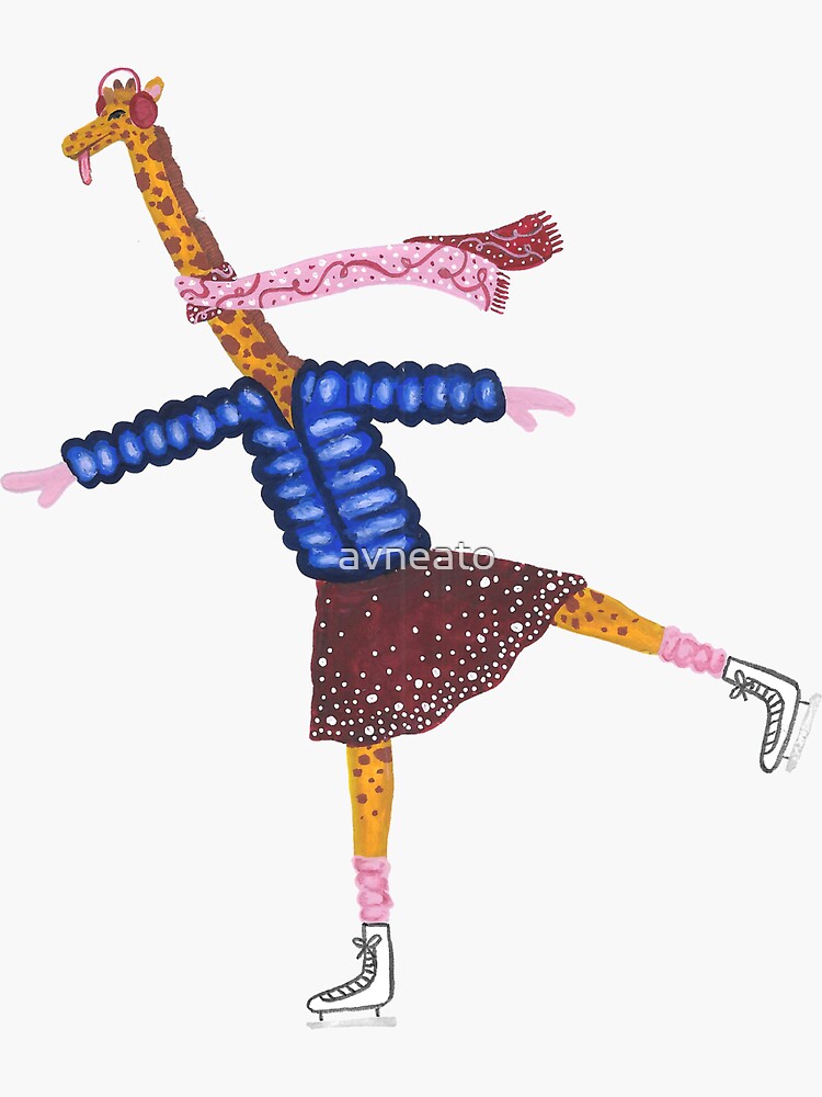 “Skating Giraffe Sticker” Sticker by avneato | Redbubble