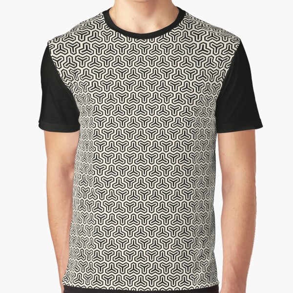 Geometric Pattern: Y Outline: Cream/Black Graphic T-Shirt