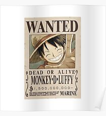 One Piece - Monkey D. Luffy Wanted Poster Design for Shirts, Cases, Cups and more! Poster