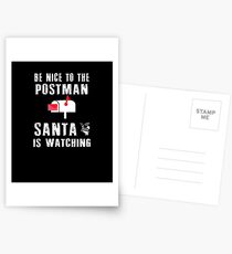 Funny Postman Christmas Gift Be Nice to the Postman Santa is Watching Postcards