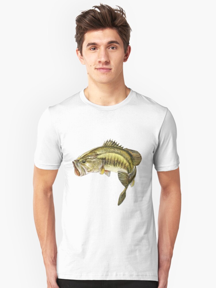 Jumping Bass Fishing Tee White or Grey Fishing T/'shirt 460