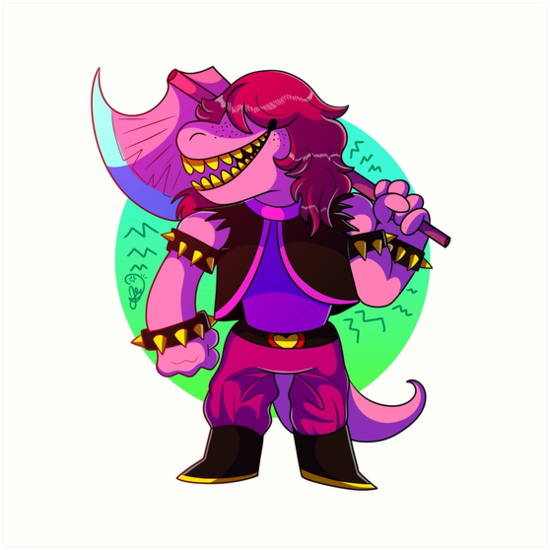 Deltarune Susie With Axe Art Print By Jrgoyette Redbubble