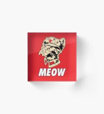 MKC Obey Meow - Chairman Meow OBEY the kitty! Red on Red! Acrylic Block