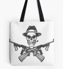 Gangster Skull Illustration Tote Bag
