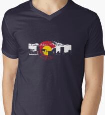 Denver Skyline - Colorado Flag Men's V-Neck T-Shirt