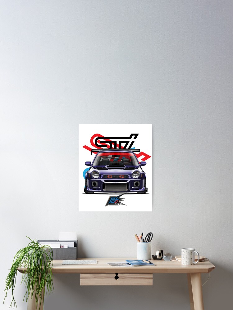 Subaru Impreza Wrx Sti Bugeye Purple Poster By Naquash Redbubble