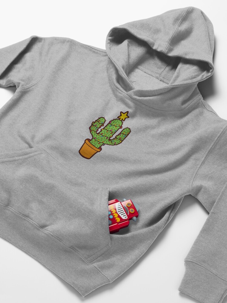 Alternate view of Cactus Christmas Tree in Red Kids Pullover Hoodie