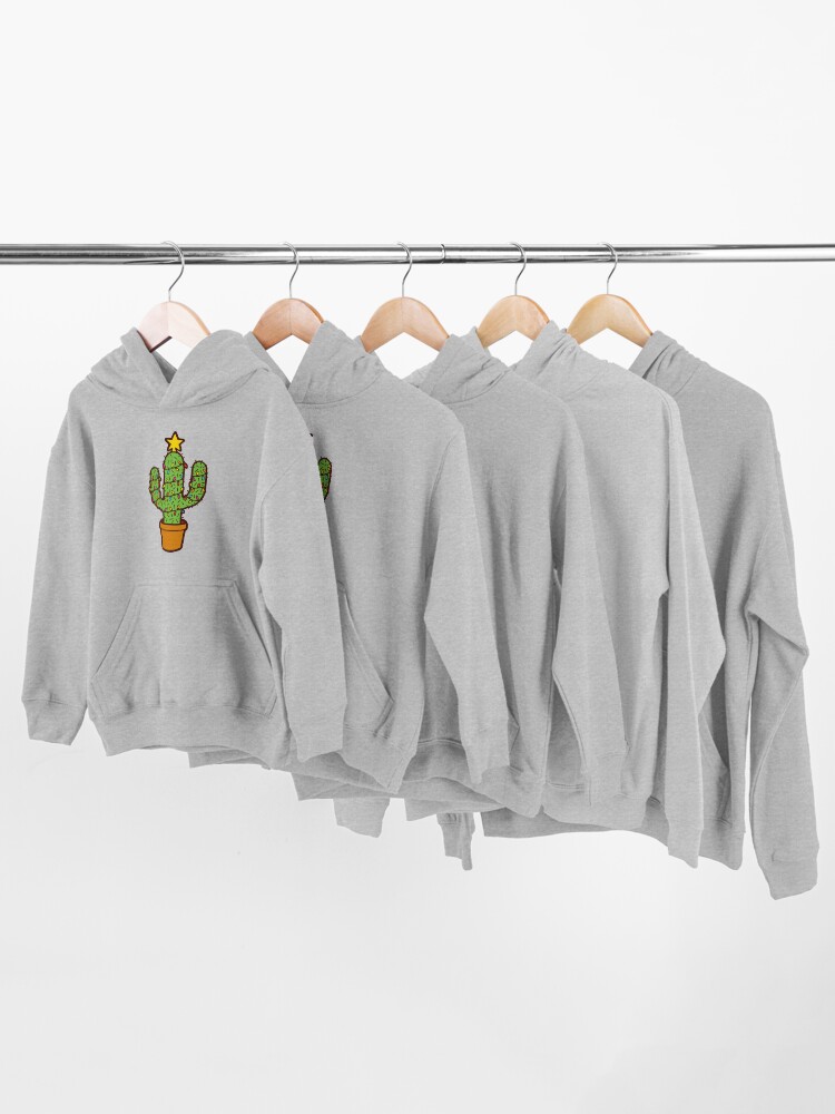 Alternate view of Cactus Christmas Tree in Red Kids Pullover Hoodie