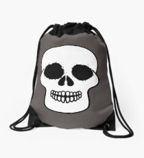 Black and White Skull Drawing Abstract Art Drawstring Bag