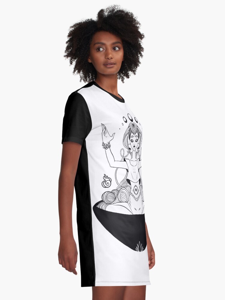 Ramen Noodle Bowl Anime Girl Drawing Graphic T Shirt Dress