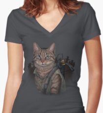 Daryl Dixon Cat Women's Fitted V-Neck T-Shirt