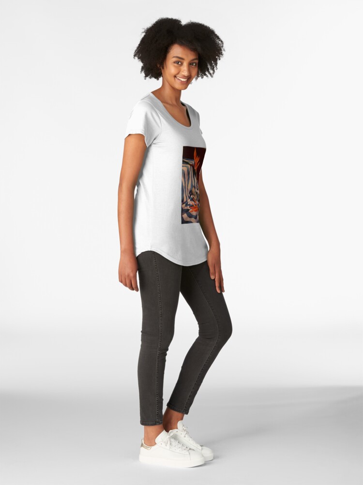 Alternate view of Orange Flowers and Blue Cloth Premium Scoop T-Shirt
