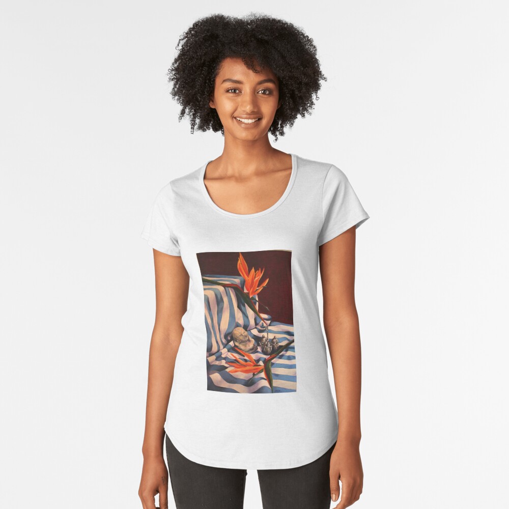 Orange Flowers and Blue Cloth Premium Scoop T-Shirt