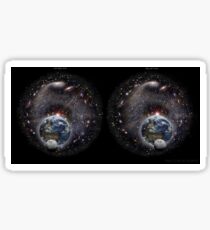 Stereoscopic view of the Milky Way Galaxy, Earth and Moon for cross-eyed viewing. Sticker