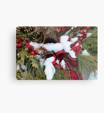 Christmas Ribbon and Berries Metal Print