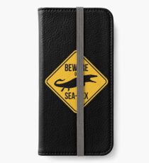 Beware of Sea-Rex Mosasaurus Sign iPhone Wallet/Case/Skin