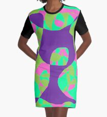 abstract art,pink,green,violet,greenish blue Graphic T-Shirt Dress