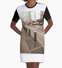 #Sidewalk #ZebraCrossing #NewYork #Manhattan #Brooklyn #NewYorkCity #architecture #street #building #tree #car Graphic T-Shirt Dress