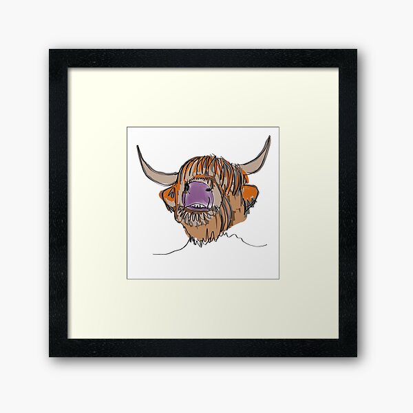 Highland cow oneliner Framed Art Print