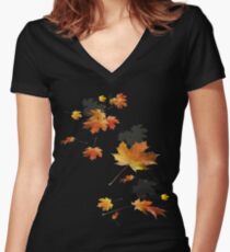 Autumn Leaves T Shirt & accessories Spiral of Fall Colors Women's Fitted V-Neck T-Shirt