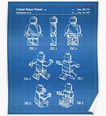 Lego Man Patent - Lego Bricks Art - Blueprint Poster