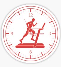 Man jogging on a treadmill and clock. Sticker