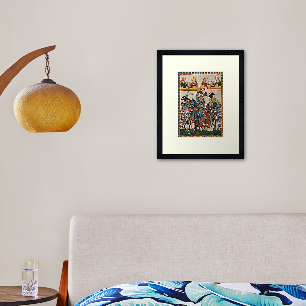 Medieval art depicting a Tournament Battle Framed Art Print