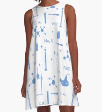 Scientific pattern. Chemistry, biology, medicine. A-Line Dress