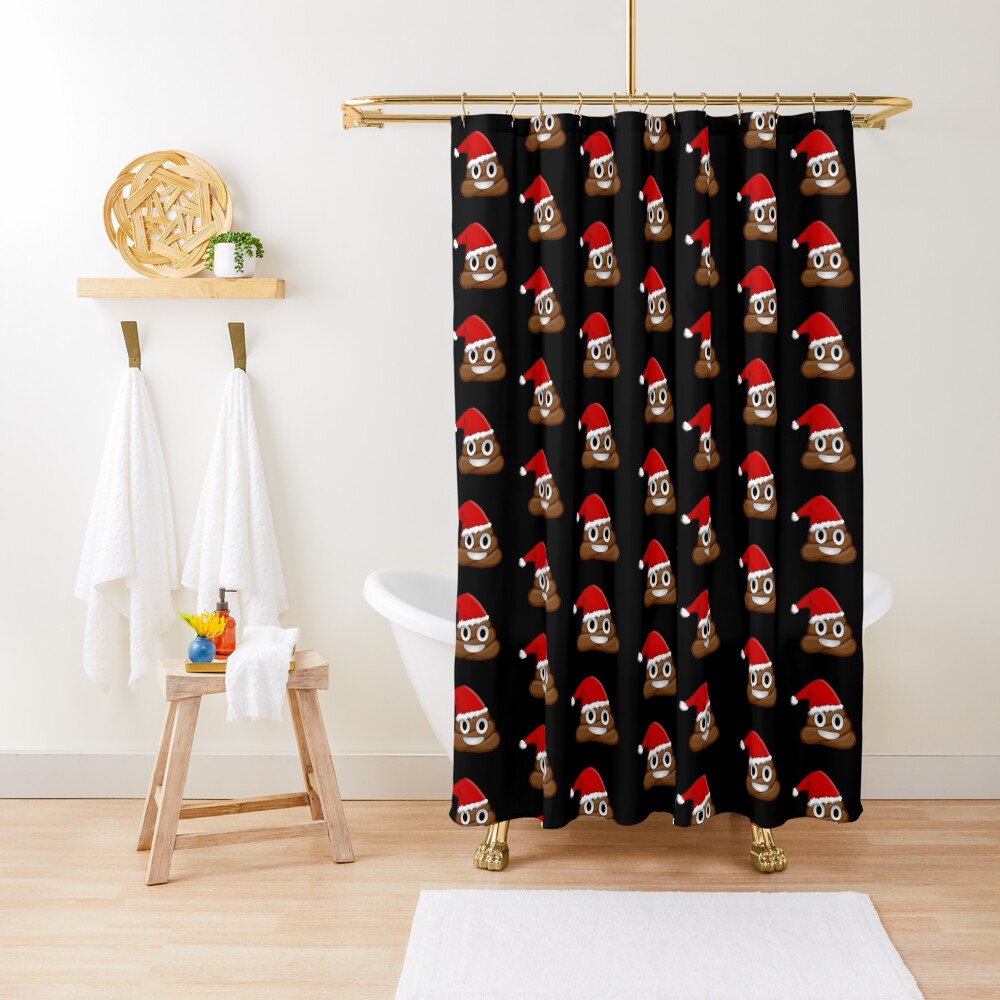 Christmas Poop Emoji Shower Curtain By Sasyall Redbubble