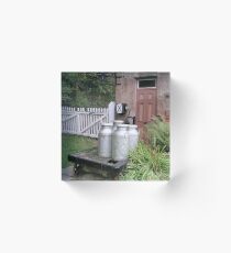 Milk churns on old English country station Acrylic Block