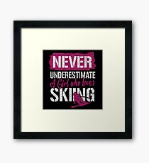 Skier Woman Girl Skiing Driving Winter Framed Print