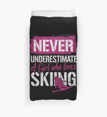 Skier Woman Girl Skiing Driving Winter Duvet Cover