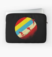 Retro skier mountains winter sports skis Laptop Sleeve