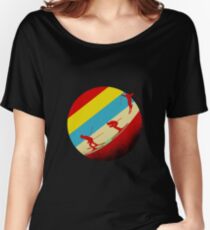 Retro skier mountains winter sports skis Women's Relaxed Fit T-Shirt