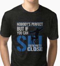Skiing skier winter sports Winter retro sport mountains Tri-blend T-Shirt