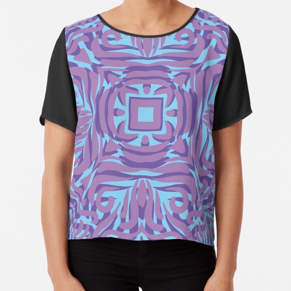 Purple, Pink & Pale Blue Swirly Mandala Chiffon Top