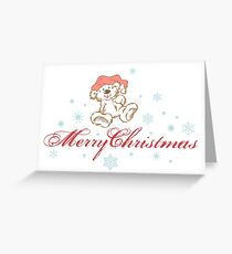 Merry Christmas teddy bear Christmas snowflakes Greeting Card